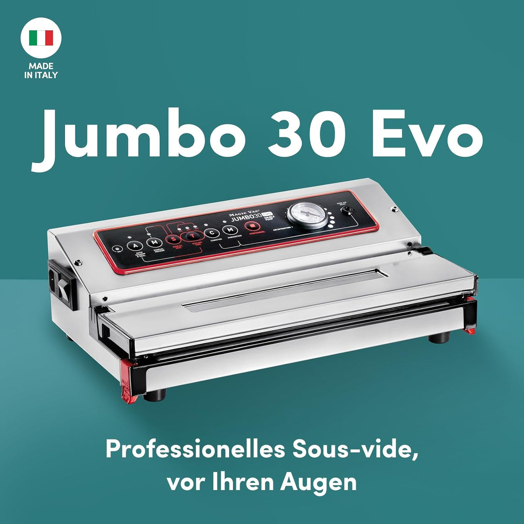 Magic Vac, Jumbo 30 Evo, Professionelle Heavy Duty Lebensmittel-Vakuummaschine, Ideal für Vakuumbeut