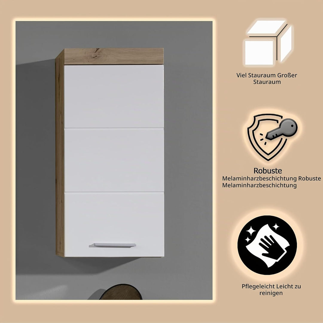 trendteam smart living - Hängeschrank - Bad - Amanda - Aufbaumass (BxHxT) 37 x 77 x 23 cm - Farbe We