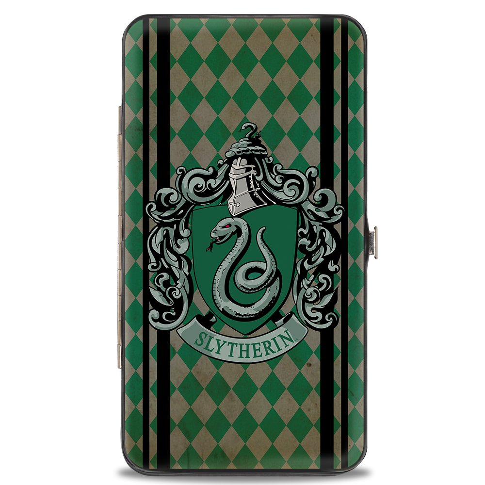 Buckle-Down Damen-Geldbörse mit Schnalle – Slytherin-Wappenstreifen/Diamanten, Grün/Schwarz, Mehrfar