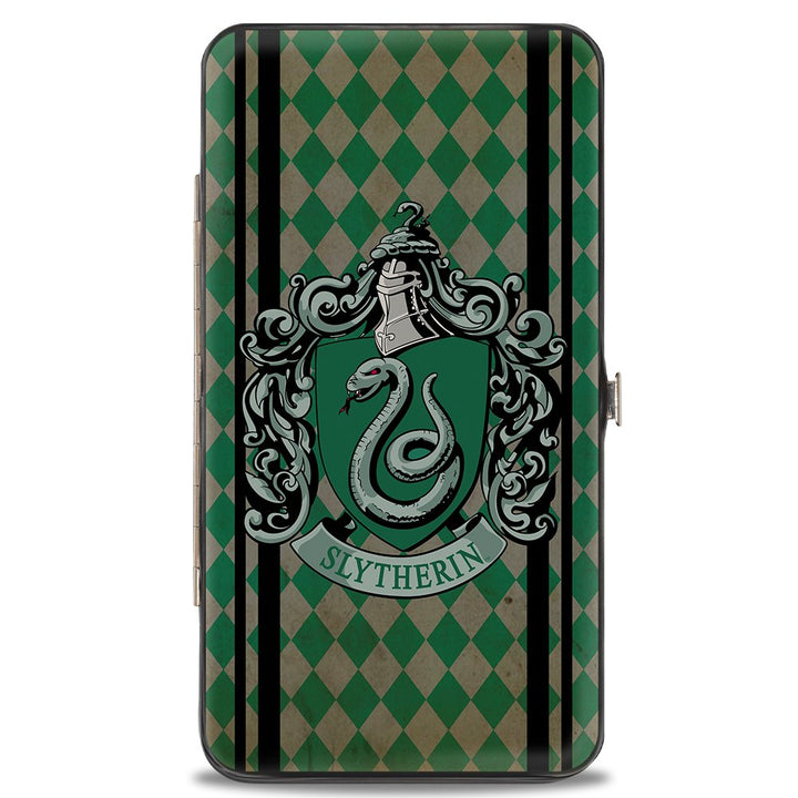 Buckle-Down Damen-Geldbörse mit Schnalle – Slytherin-Wappenstreifen/Diamanten, Grün/Schwarz, Mehrfar