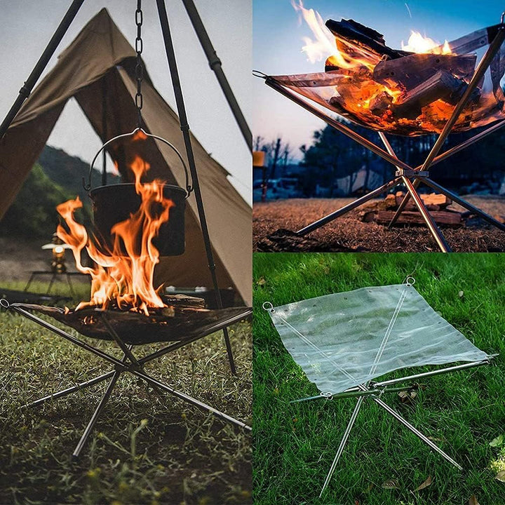 flintronic Fire Pit Outdoor, Tragbare Feuerstelle Fire Pit Outdoor mit Feuer Pit Mat und Carry Bag,