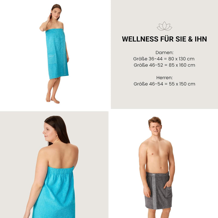 Schiesser Saunakilt Rom für Damen aus saugstarkem Baumwoll-Frottier (Grössen S - XXL), Made in Green