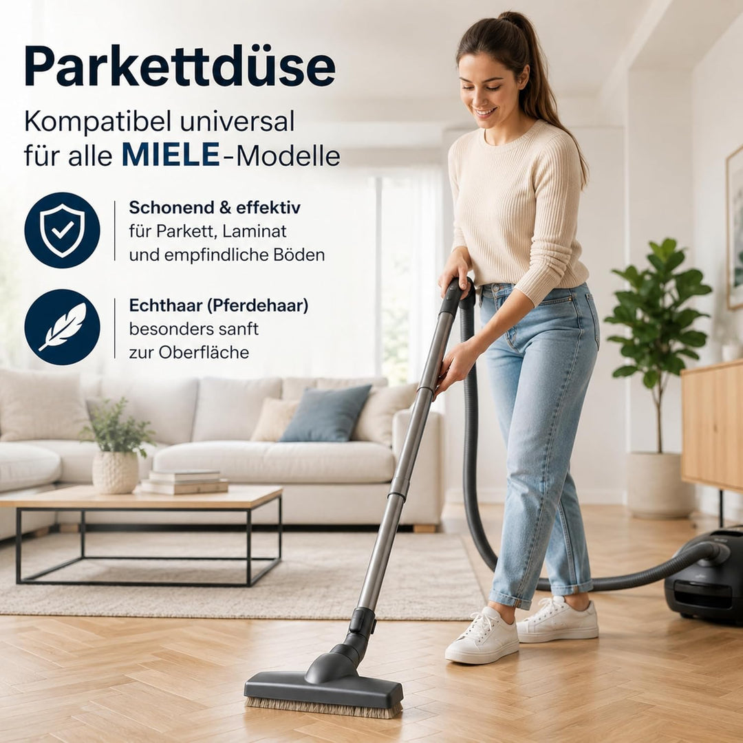 Parkettbürste Düse kompatibel mit Miele Boost CX1 35 mm Parquet Twister XL | DeClean extra breite Pa