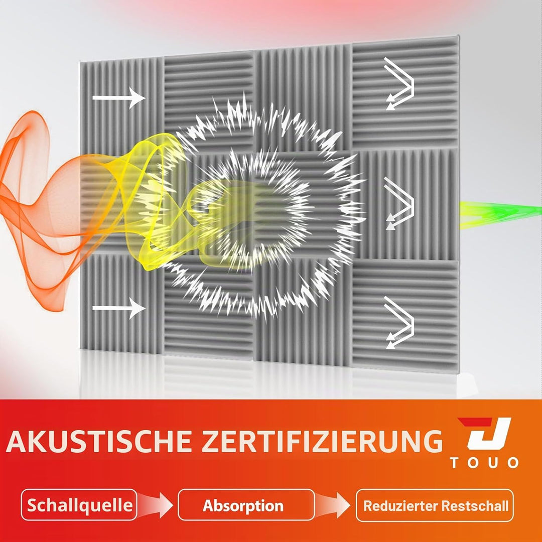 Akustikplatten, schalldichte Schaumstoffplatten für die Wand, 30,5 x 30,5 x 2,5 cm, schwer entflammb