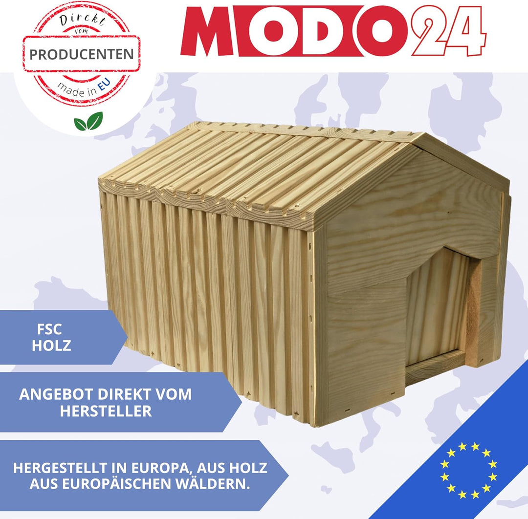 Igelhaus aus FSC® Holz, Igelhütte, Igelhotel mit Labyrintheingang gegen Fressfeinde &amp; Wetterfestem D