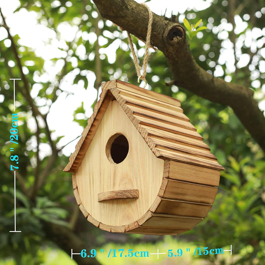 STARSWR Vogelhäuser zum Aufhängen im Freien, Holz Vogelhaus Nest, Naturholz Freiraum Vogelhütte Blue