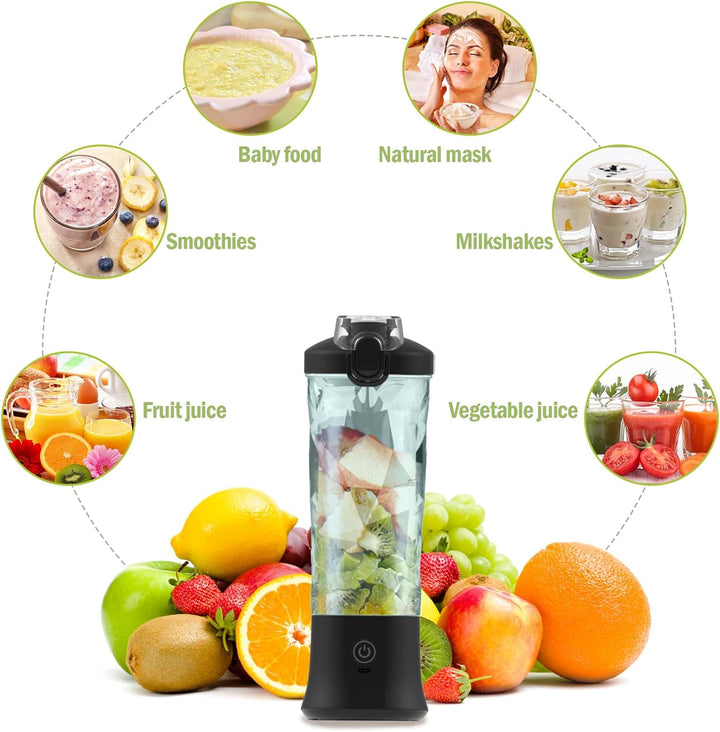 Idota Tragbarer Mixer 600ml, Mini Mixer Smoothie Maker mit 6 Klinge, USB Wiederaufladbar Portable Bl
