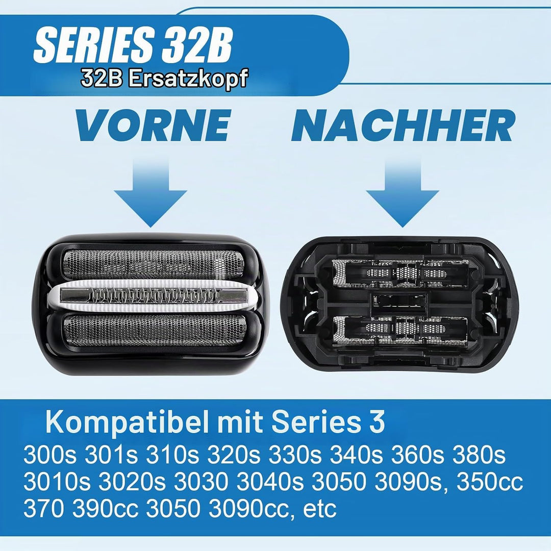 2 Stück 32B Scherkopf Serie 3, Elektrischer S3 Rasierkopf Kompatibel MitSeries 3, S3 Scherkopf Ersat