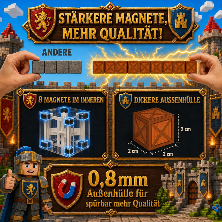 Spiele Kontor Magnetische Bausteine Ritterburg - 80 Stück Magnetbausteine | Kinderspielzeug für Jung