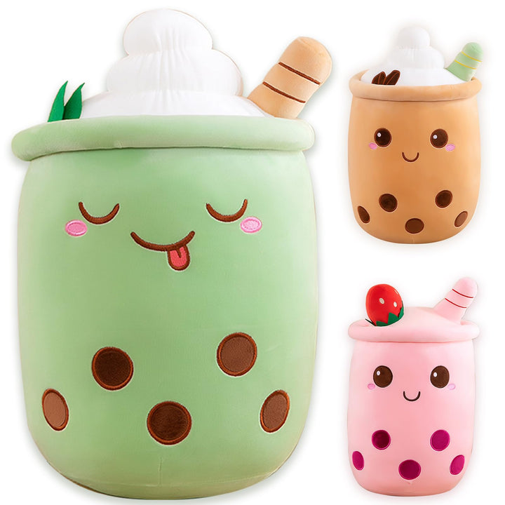 Bubble Tea Kuscheltier PlüSchtier XXL SüssE Kissen, Kawaii Bubble Tea Cup Plushie Stofftier Boba Tee