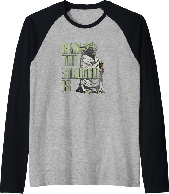 Star Wars Yoda Real The Struggle Is Raglan
