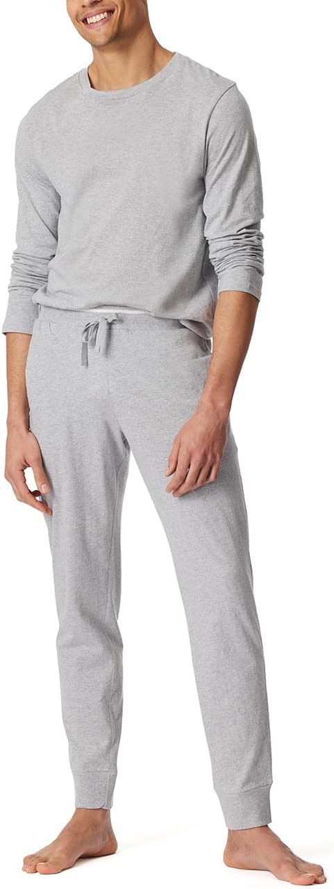 Schiesser Herren Schlafhose lang mit Bündchen - Mix + Relax - Organic Cotton 52 Grau-mel._182183, 52