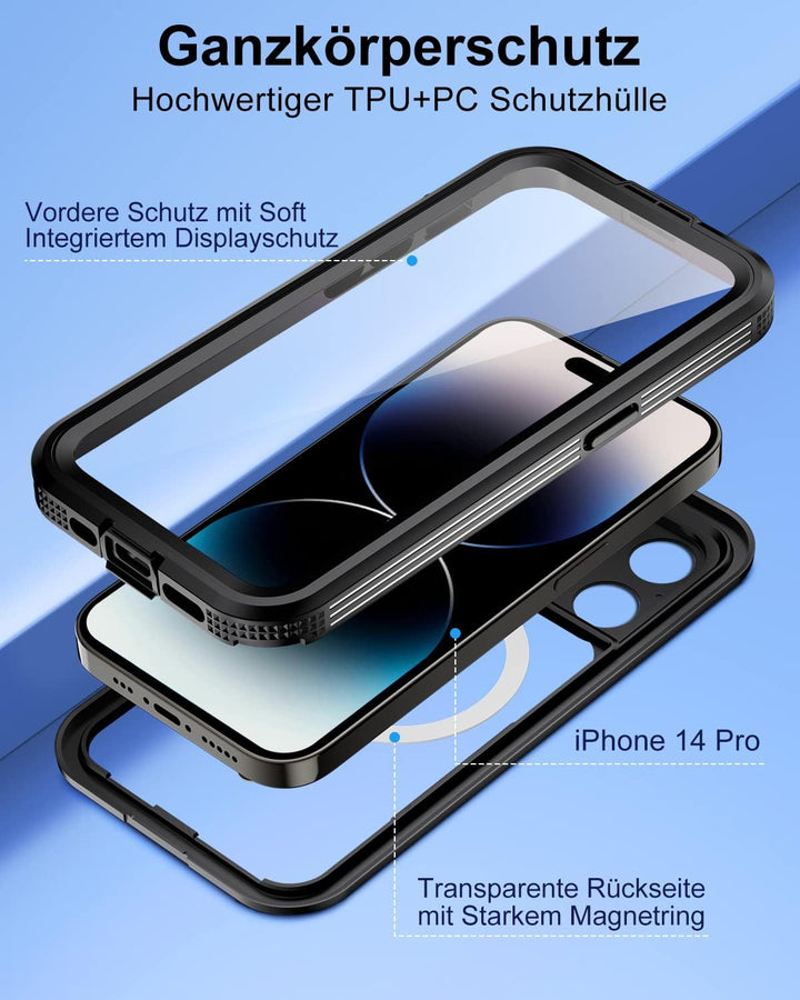WIFORT für iPhone 14 Pro Wasserdicht Hülle mit Magsafe - 360 Grad Schutzhülle Outdoor Handyhülle IP6