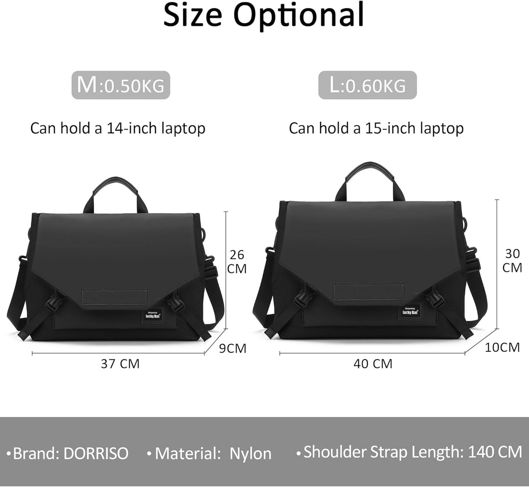 DORRISO Mode Umhängetasche Damen Herren Casual 15.6 Zoll Laptoptasche mit Gepäckgurt Arbeitstasche f