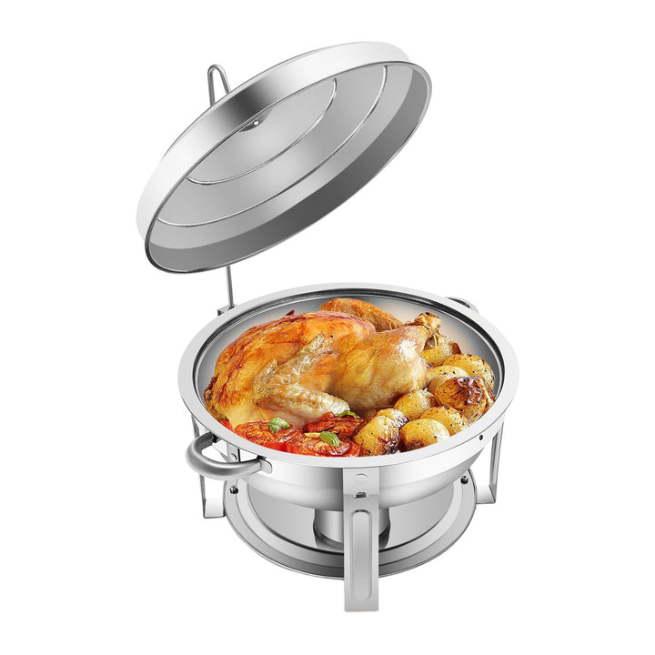 Chafing Dish 7,5 L Edelstahl Rund Warmhaltebehälter für Buffet Catering | 7,5 L Fassungsvermögen · 4