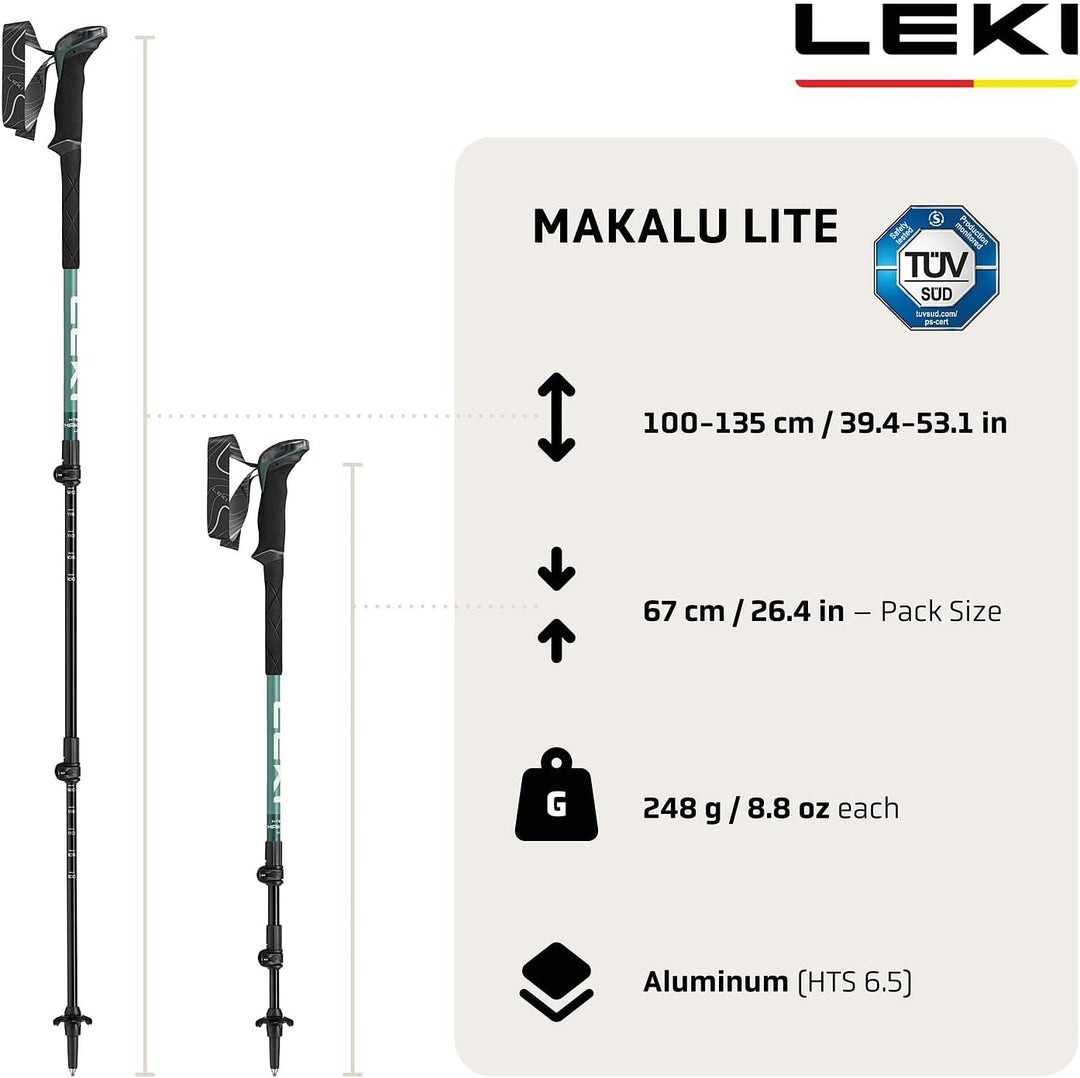 LEKI Makalu Lite malachite green-dark malachite green-white 100 - 135 cm, malachite green-dark malac