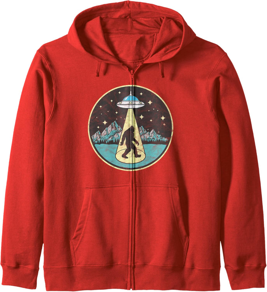 Bigfoot Abduction! Vintage Sasquatch & UFO Alien Graphic Kapuzenjacke