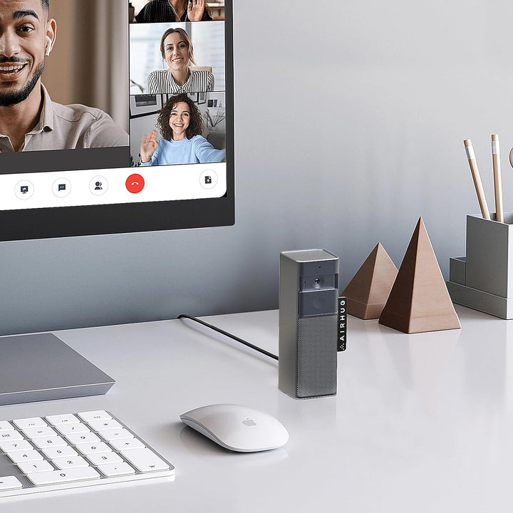 AIRHUG 3 in 1 1080P Webcam mit Mikrofon & Lautsprecher, USB Kamera für Videokonferenzen/Online-Klass