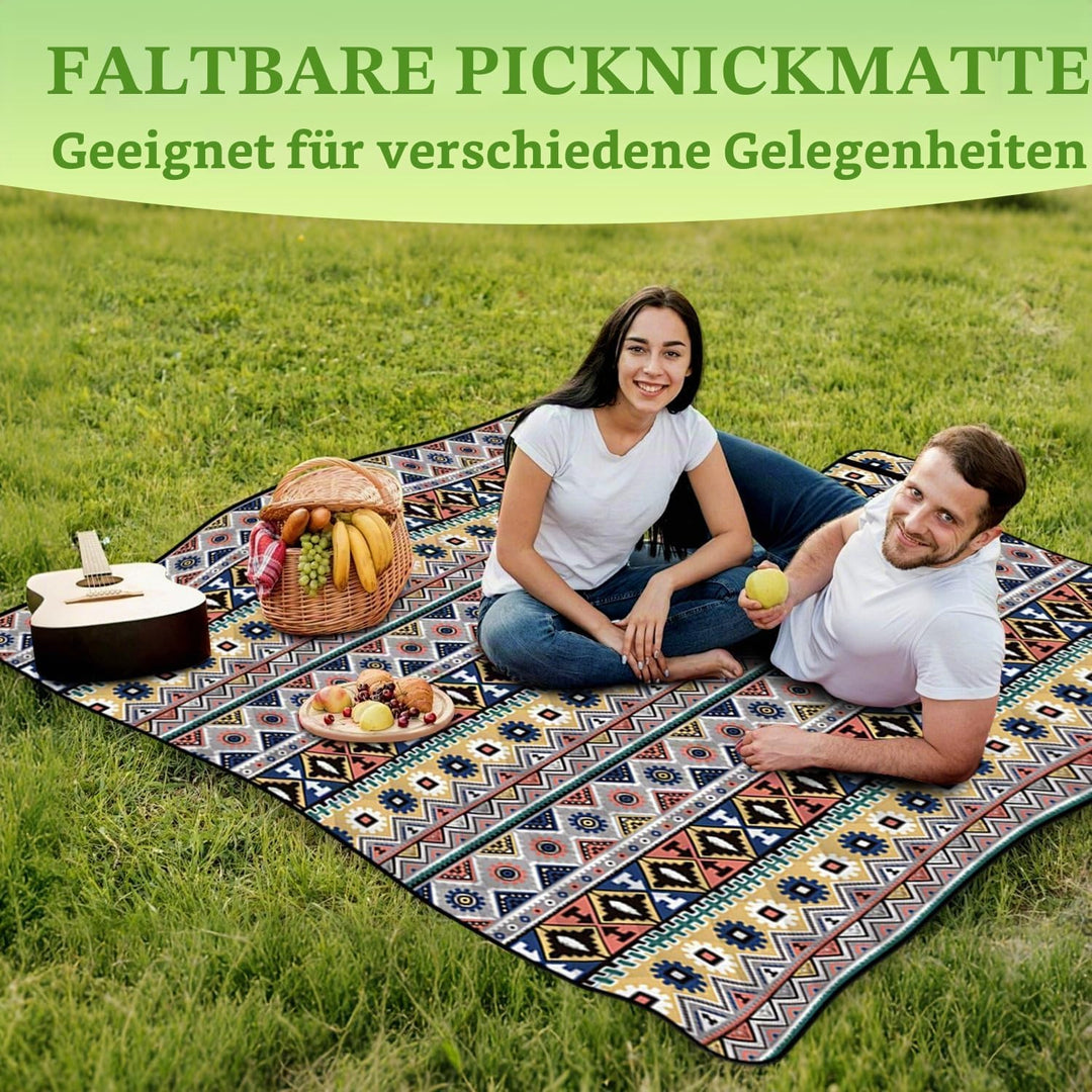 Picknickdecke Wasserdicht,200 x 200 cm Gross Stranddecke Sandfrei, Flauschiger Einseiten-Oberfläche,