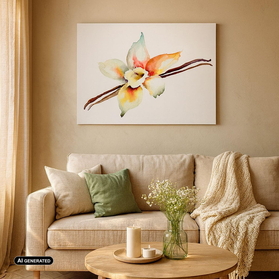Bilder auf Leinwand 100x70cm Leinwandbild Vanille Gewürz Blume Pflanze Gross Wanddeko Bild Schlafzim