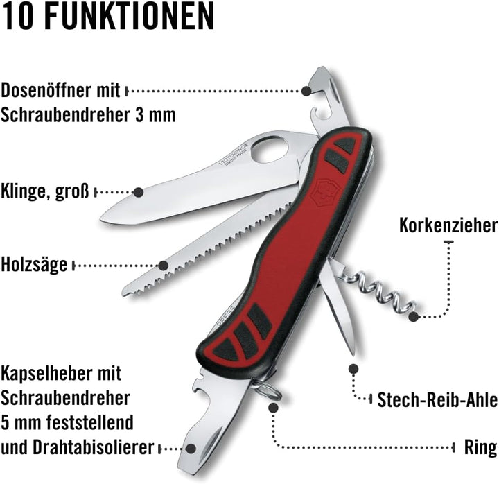 Victorinox, Schweizer Taschenmesser, Forester M, Multitool, 10 Funktionen, Klinge, gross, Dosenöffne