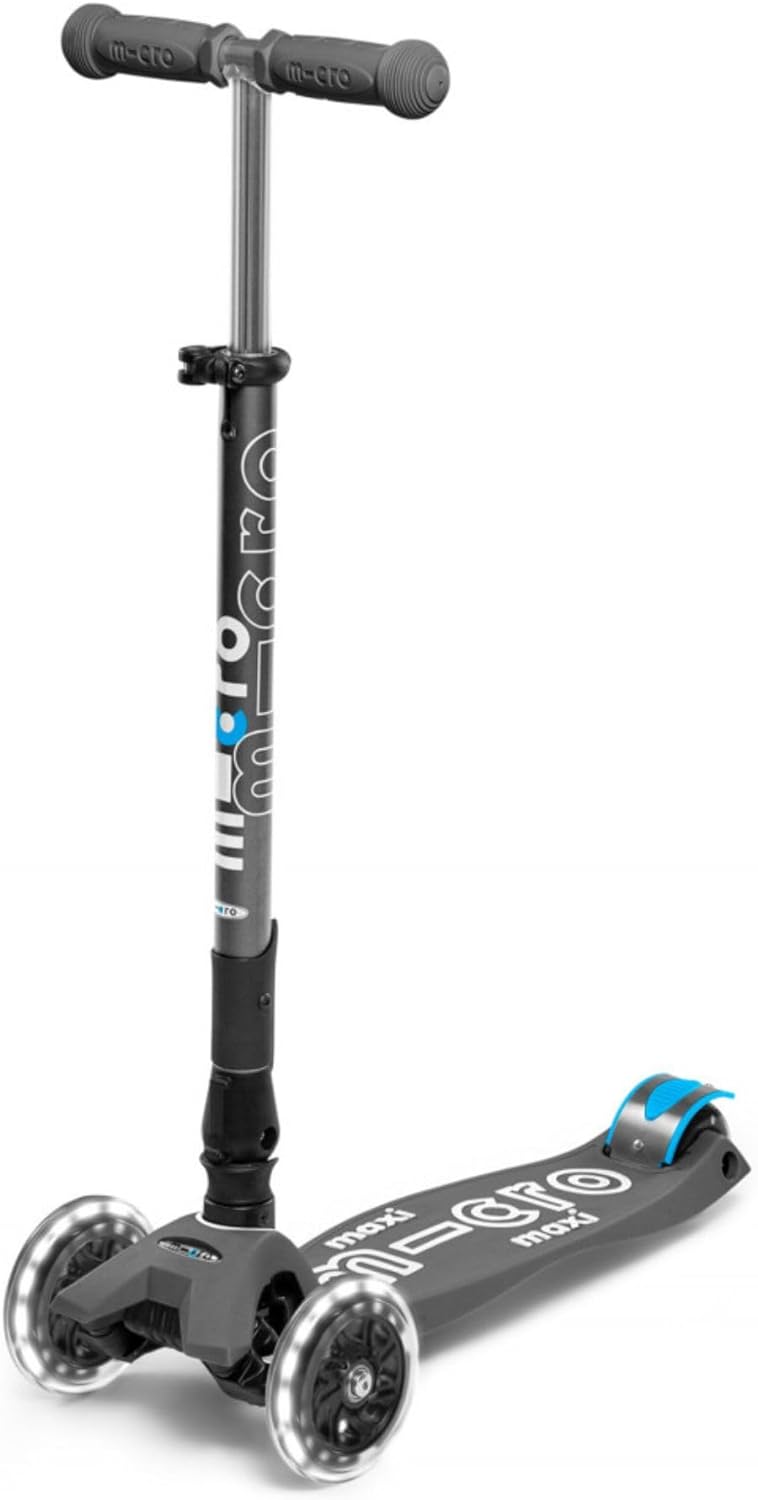 Micro Kickboard Maxi Deluxe Scooter, faltbar, LED, 3 Räder, Lean-to-Steer, Schweizer Design, mit bew