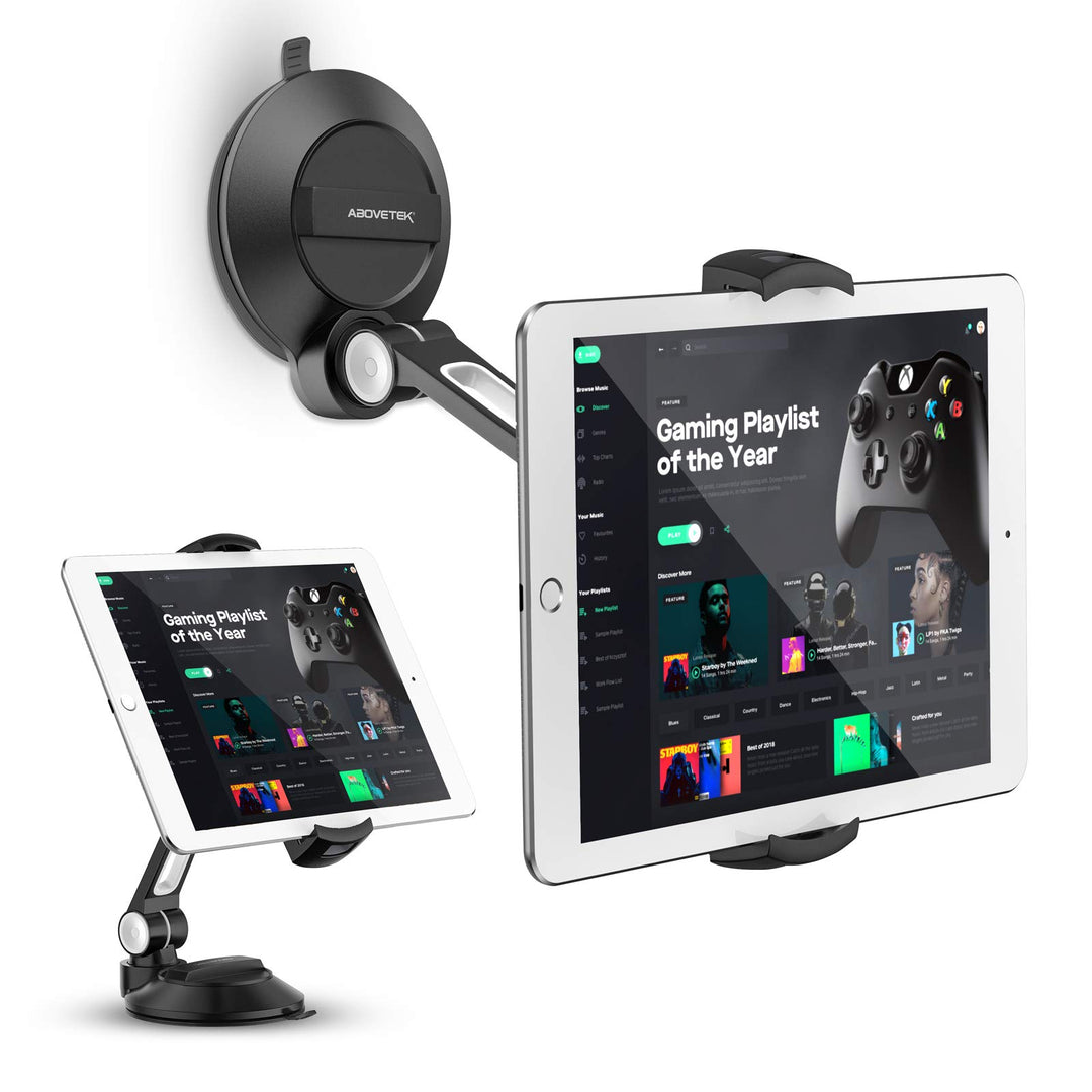 AboveTEK Tablet & Handy Ständer mit Saugnapf – Faltbare 360° Halterung Auto für iPad/Smartphones (4–