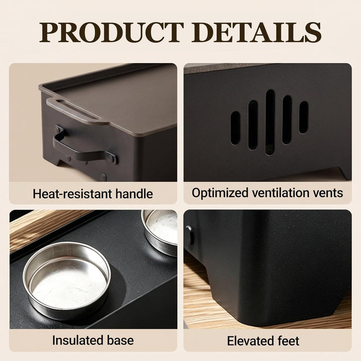 Warmhalteplatte fürs Grillen, BBQ Warmhalteplatte Teelicht, Warmhaltebehälter für Essen & Grillgut,