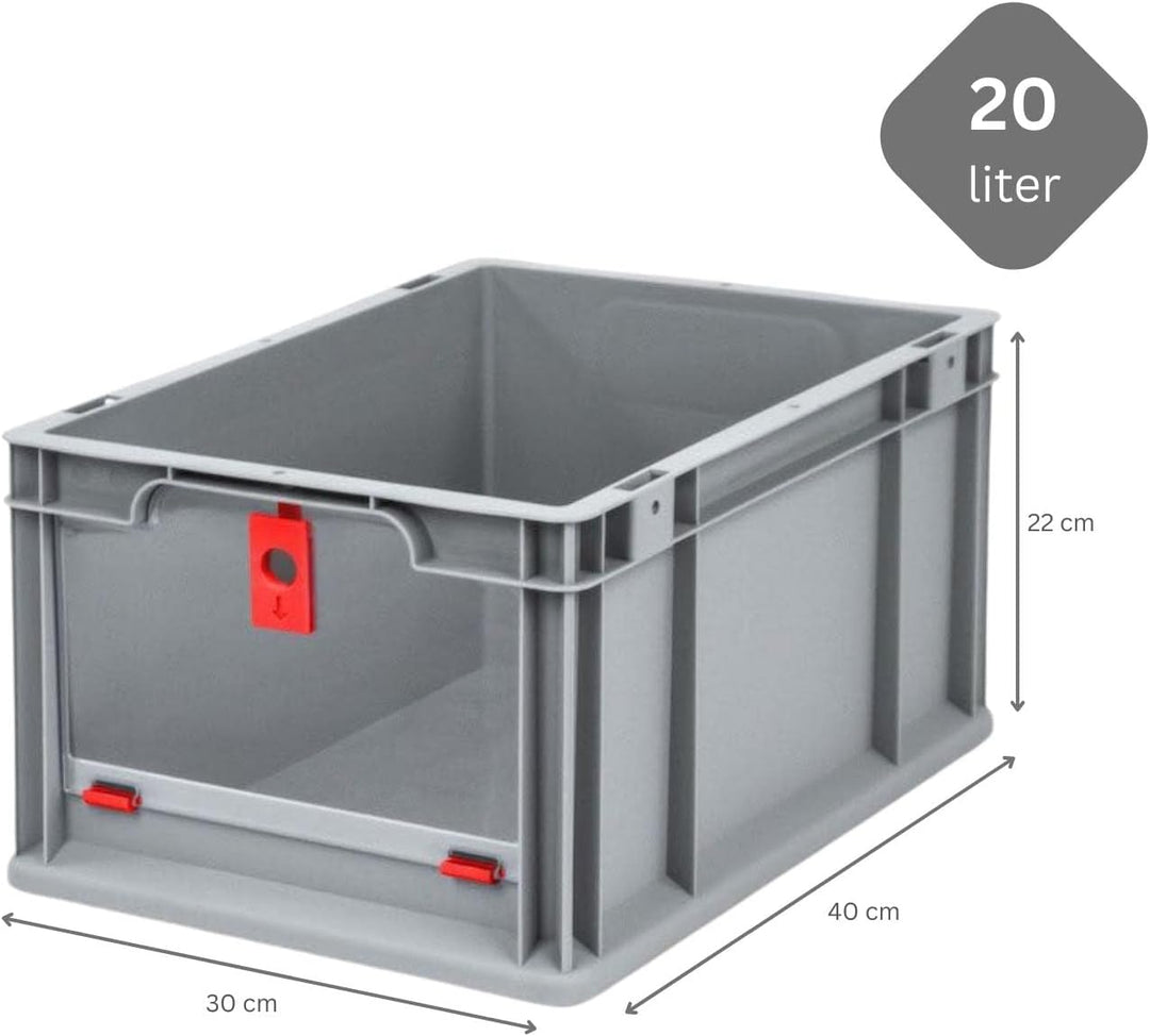 SparSet 10x Eurobox NextGen Insight Cover | HxBxT 22x30x40 | 20 Liter | Hoch/Rot | Eurobehälter, Tra