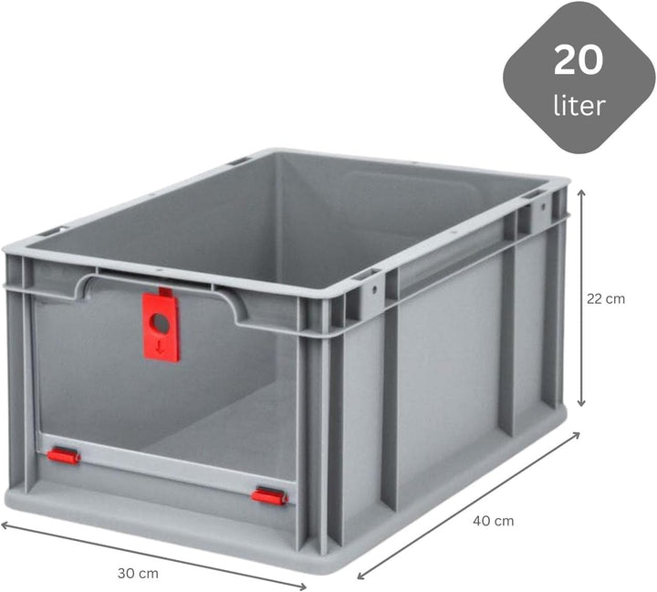 SparSet 10x Eurobox NextGen Insight Cover | HxBxT 22x30x40 | 20 Liter | Hoch/Rot | Eurobehälter, Tra