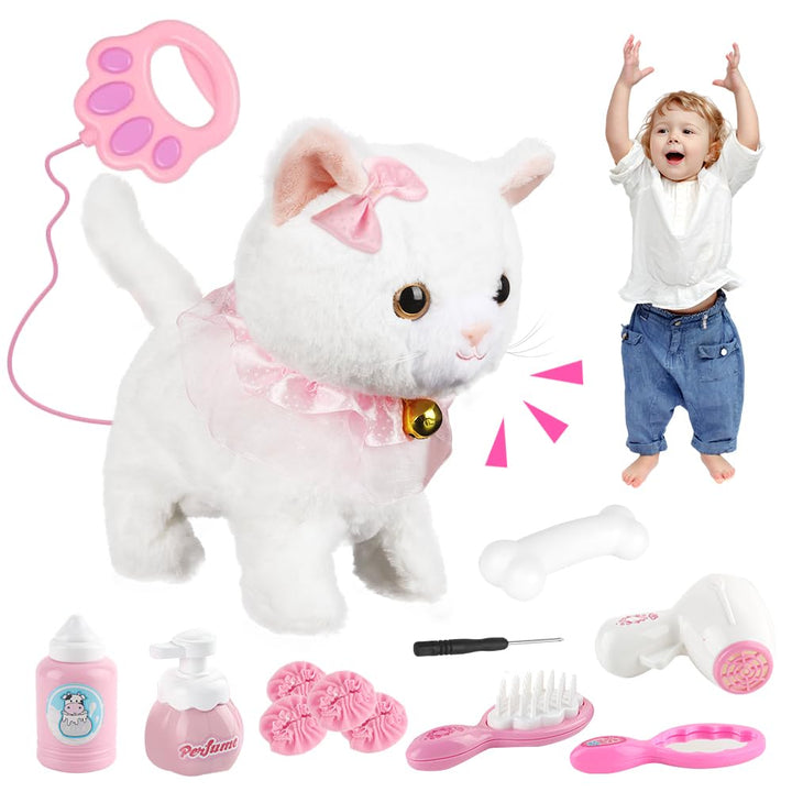 Interaktives Plüschtier, Elektronische Haustiere, Katze Elektrisch Spielzeug für Kinder, Katze Kusch