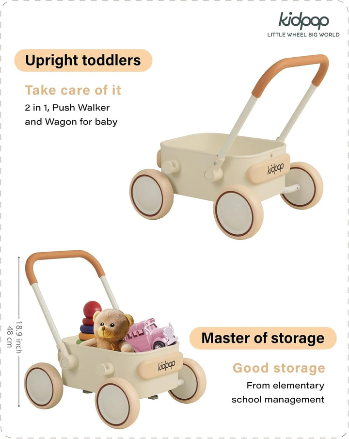 Kidpop PULA 2-in-1 Baby Lauflernwagen, Indoor und Outdoor Baby Spielzeug, Multifunktionale Lauflernh