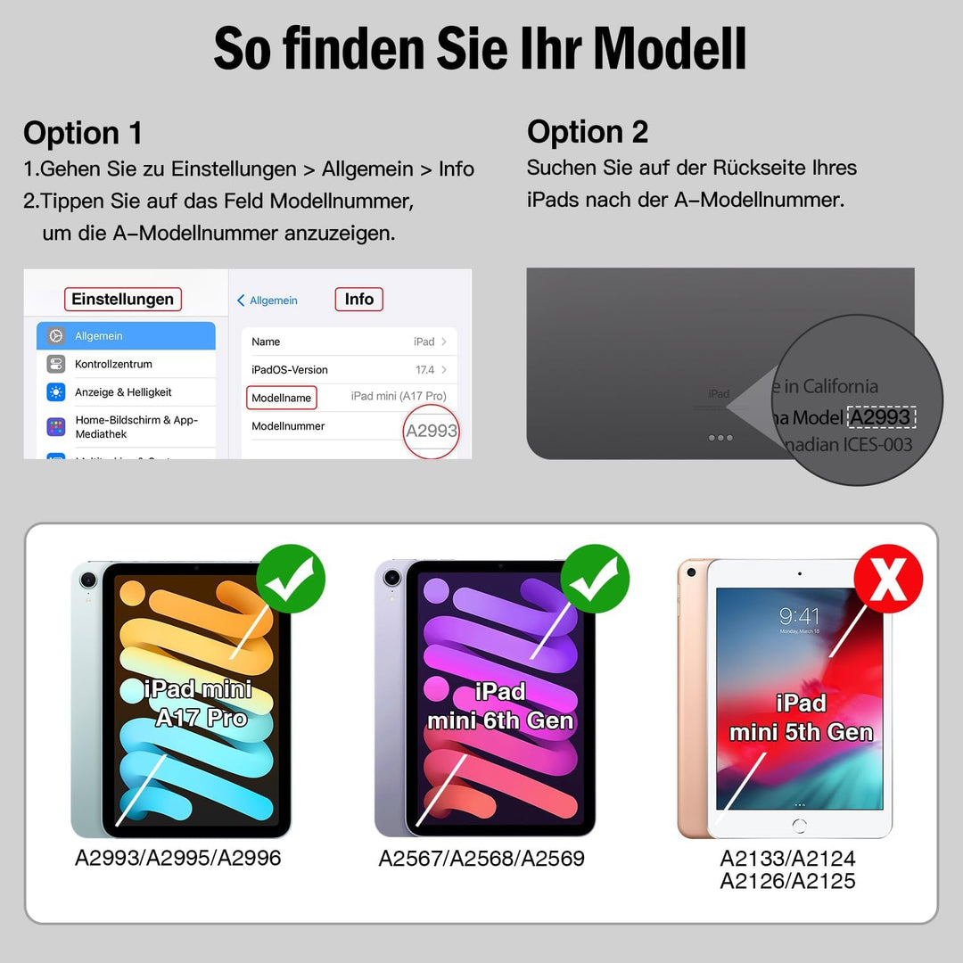 Antbox Hülle für iPad Mini 6. Gen 2021 8.3 Zoll mit Apple Pencil Halter Auto Schlaf/Wach Funktion PU