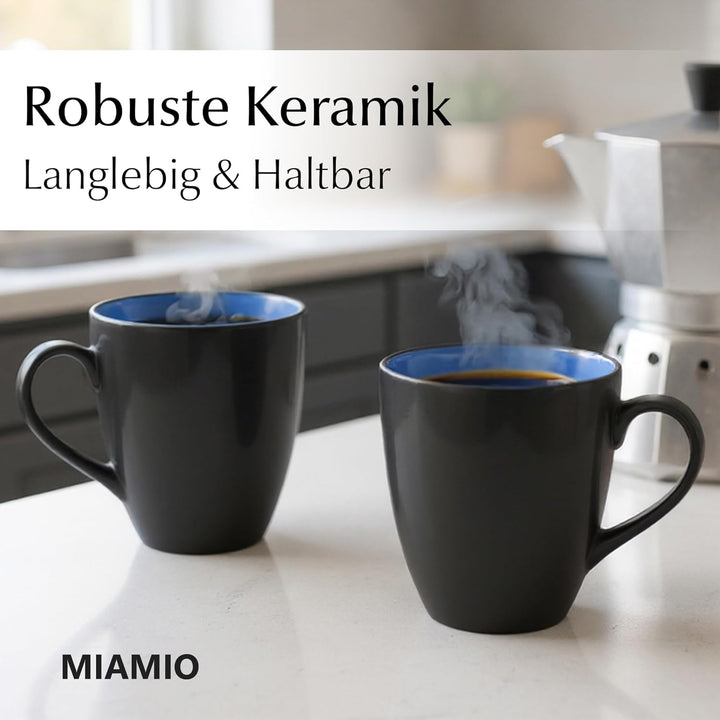 MIAMIO - 6 x 350 ml Kaffeetassen/Kaffeebecher Set - Tassen Set 6er Modern - Le Papillon Kollektion (