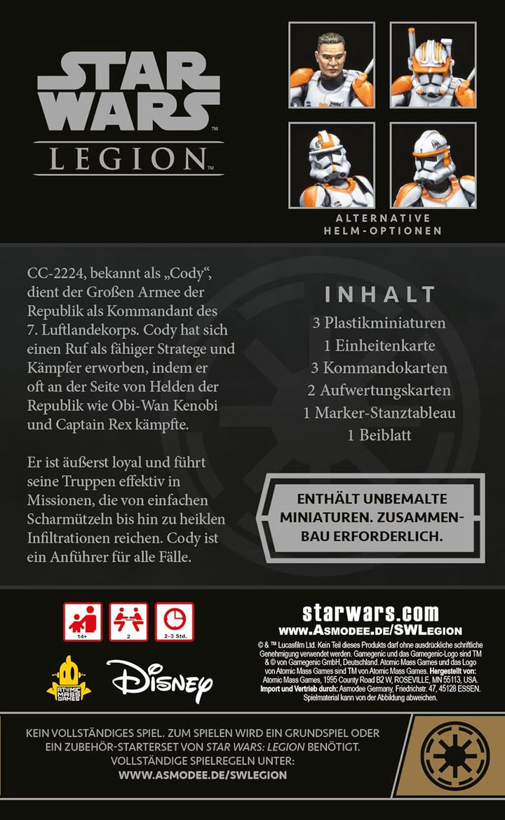 Atomic Mass Games | Star Wars: Legion – Klon-Commander Cody | Commander-Erweiterung | Tabletop | 2 S