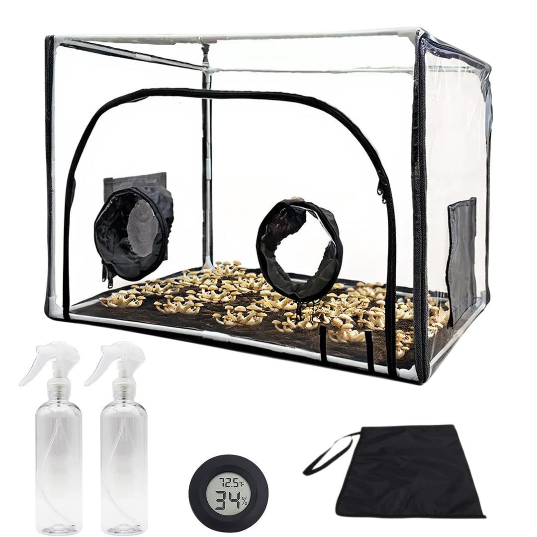 Still Air Box,Tragbares Mushroom Grow Kit, PVC Pilz-Wachstums-Set mit 2 Arm Ports, Faltbare Pilzzuch