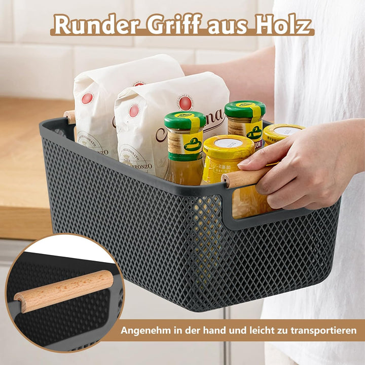 6 Stück Aufbewahrungsbox Kunststoff Schwarz, Aufbewahrungsboxen ohne Deckel, Atmungsaktiv Aufbewahru