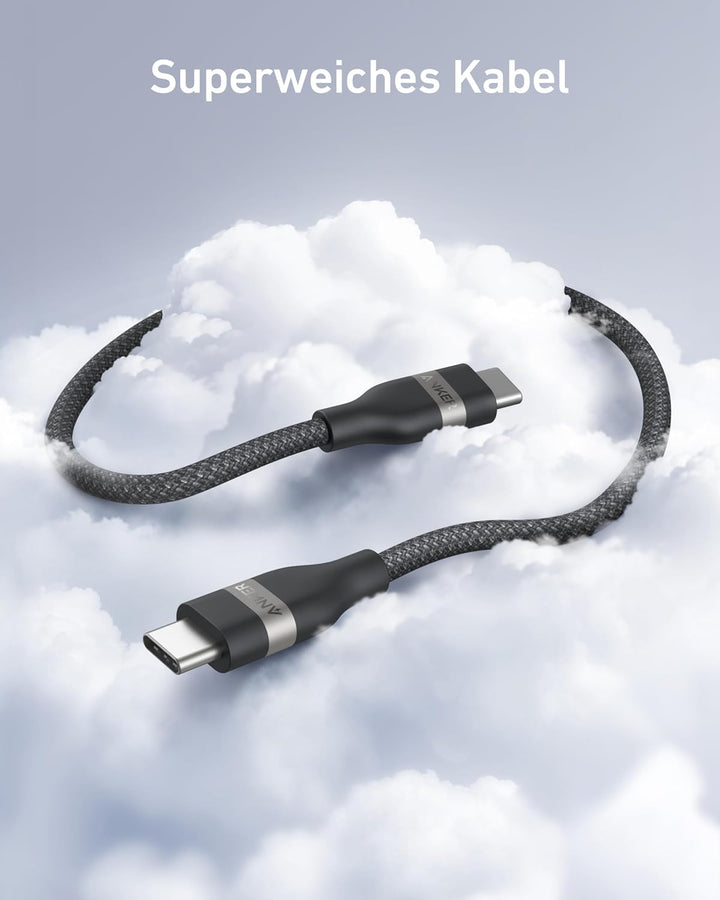 Anker Nano USB C auf USB C Kabel, 240W 1,8m flexibel farbig geflochten, USB C Schnellladekabel Typ C