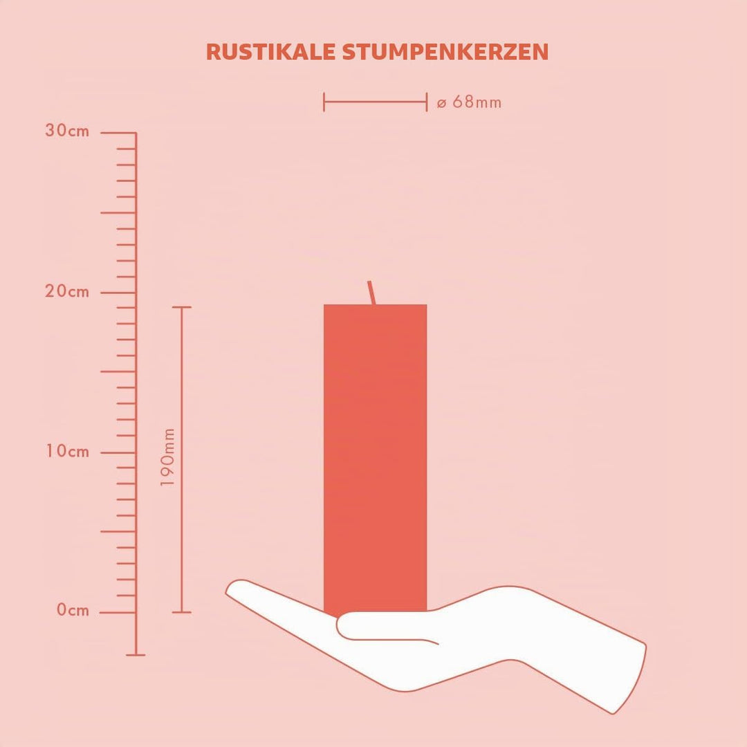 Bolsius Rustik Stumpenkerzen - Hellrosa - 4 Stück - 19 x 7 cm - Dekorative Haushaltkerzen - Länge Br