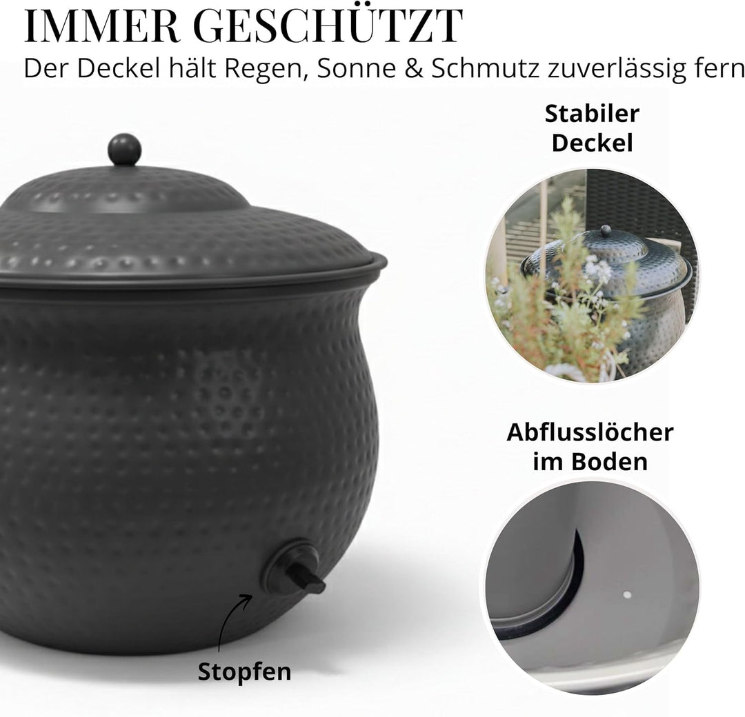 Livlig53 LIVLIG Schlauchtopf zur Aufbewahrung von Gartenschläuchen, Schlauchkübel aus Metall für fle