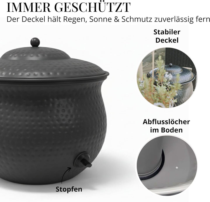 Livlig53 LIVLIG Schlauchtopf zur Aufbewahrung von Gartenschläuchen, Schlauchkübel aus Metall für fle
