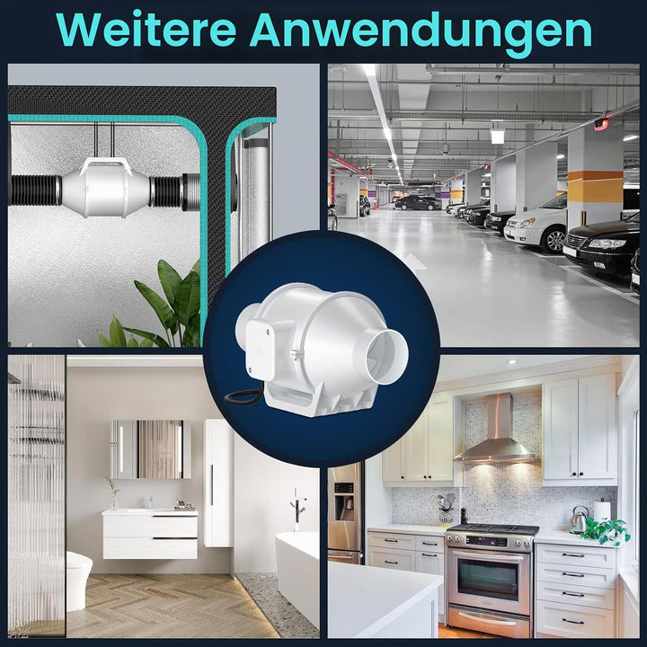 HG Power Rohrventilator 75mm, Abluftventilator 230V Leise Kanalventilator Energiesparend Badlüfter R
