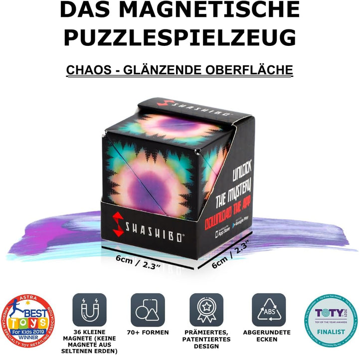 SHASHIBO Formwechsel-Box – Preisgekrönter, patentierter Zappelwürfel mit 36 Seltenerdmagneten – läss