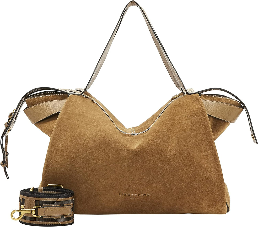 Liebeskind Damen Gray5 Suede Satchel L Tiramisu, Tiramisu