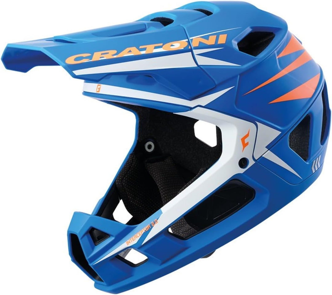Cratoni Unisex – Erwachsene Interceptor Helmet M Blau/Neonorange Matt, M Blau/Neonorange Matt