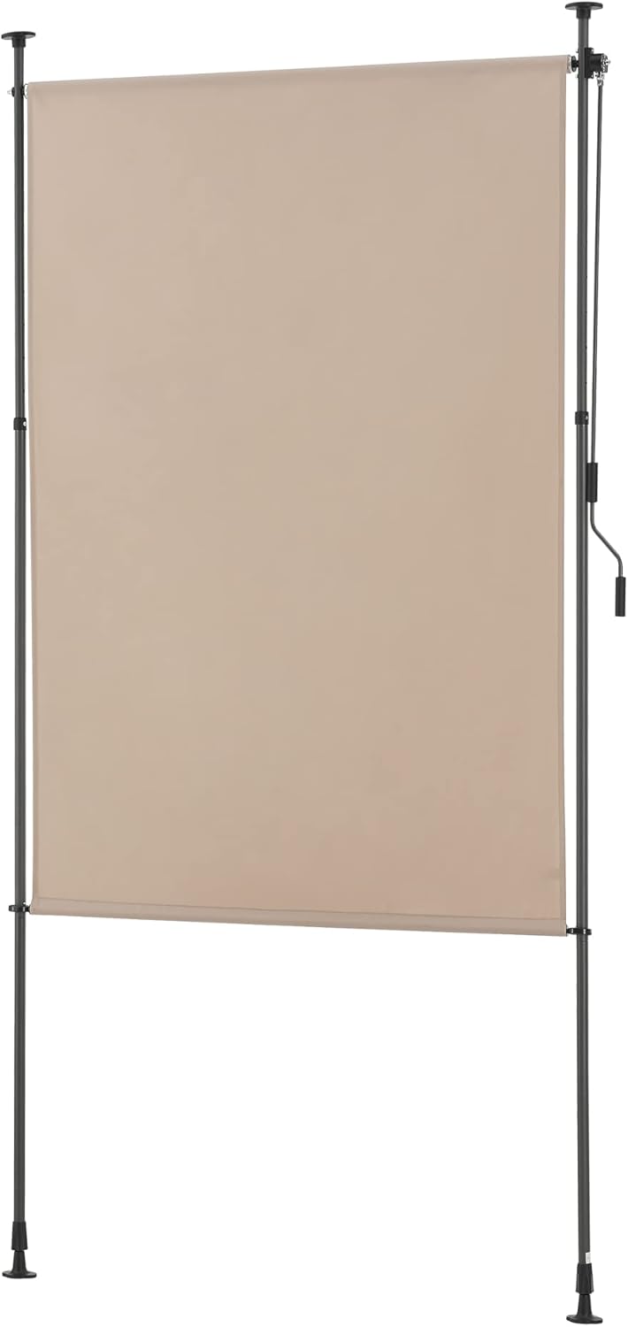 pro.tec Aussenrollo Cimarra 120 x 270 cm Balkonrollo Senkrechtmarkise mit Handkurbel Sichtschutz wit