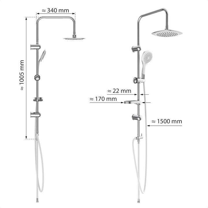 EISL Duschset DUSCHTRAUM Duschsäule mit grosser Regendusche 200 x 200 mm und Handbrause, ideal zum N