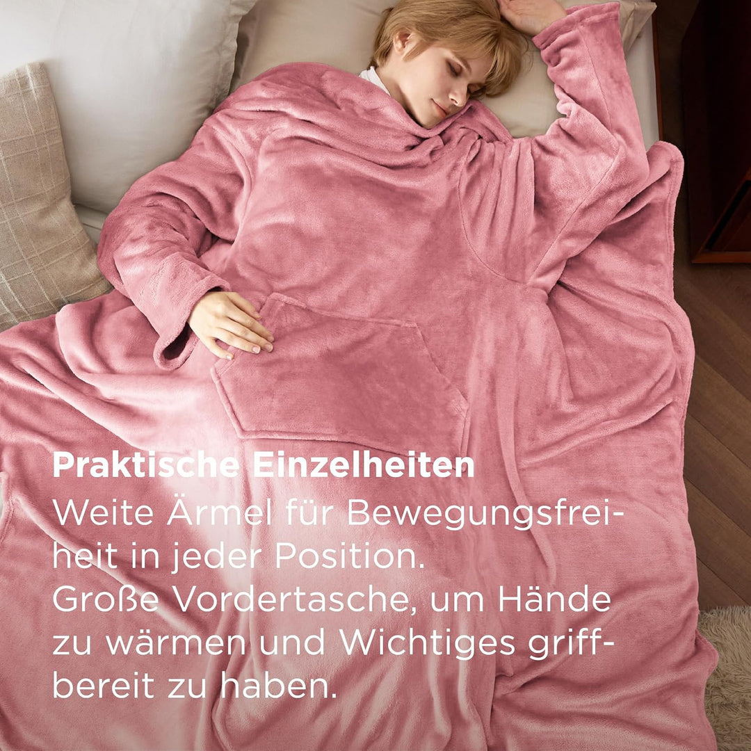 BEDSURE Decke mit Ärmeln Kuscheldecke - Weihnachten Geschenke für Frauen und Männer, Warm Ärmeldecke