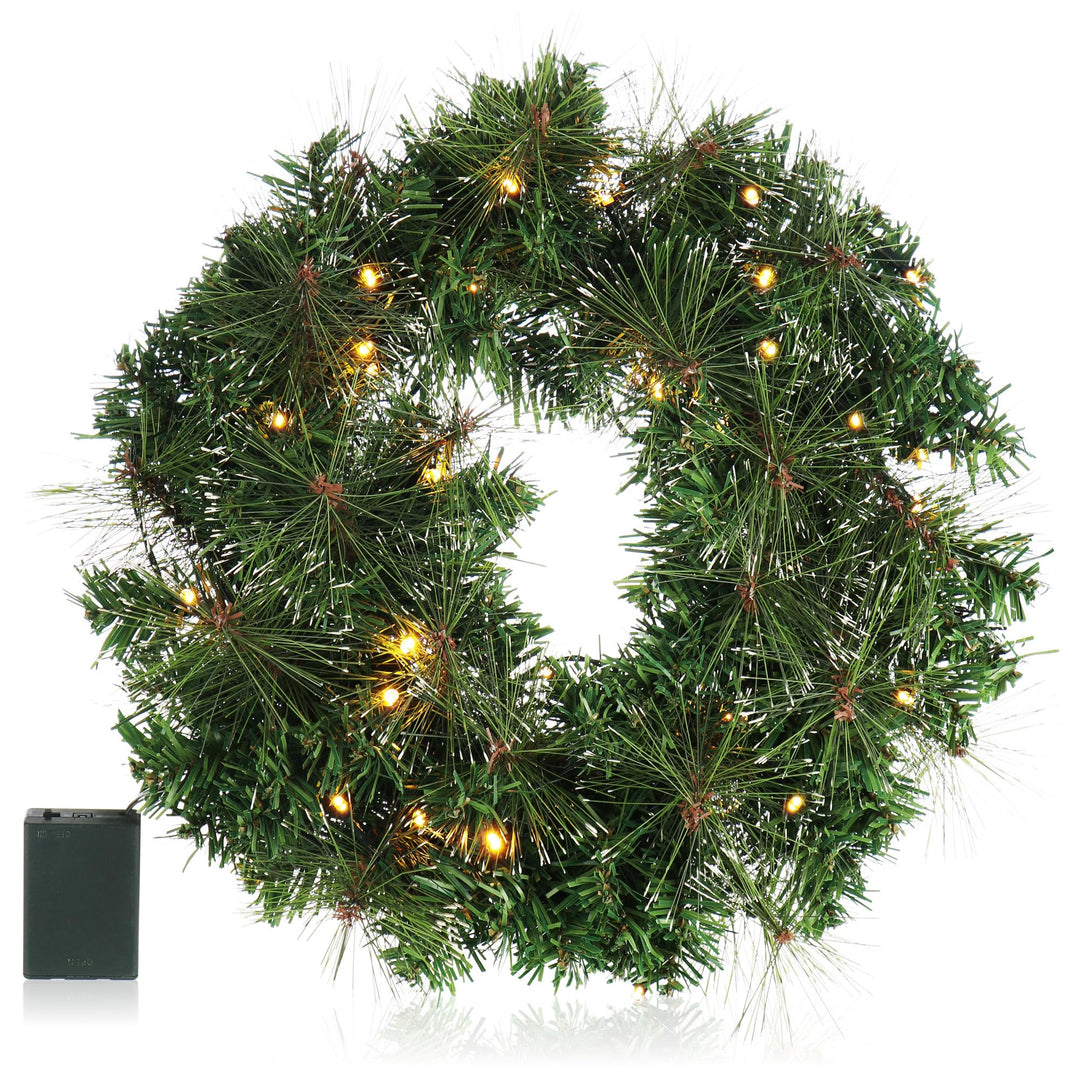 COM-FOUR® LED Türkranz Weihnachten - Adventskranz mit LED-Beleuchtung - tolle Weihnachtsdeko - 40 wa