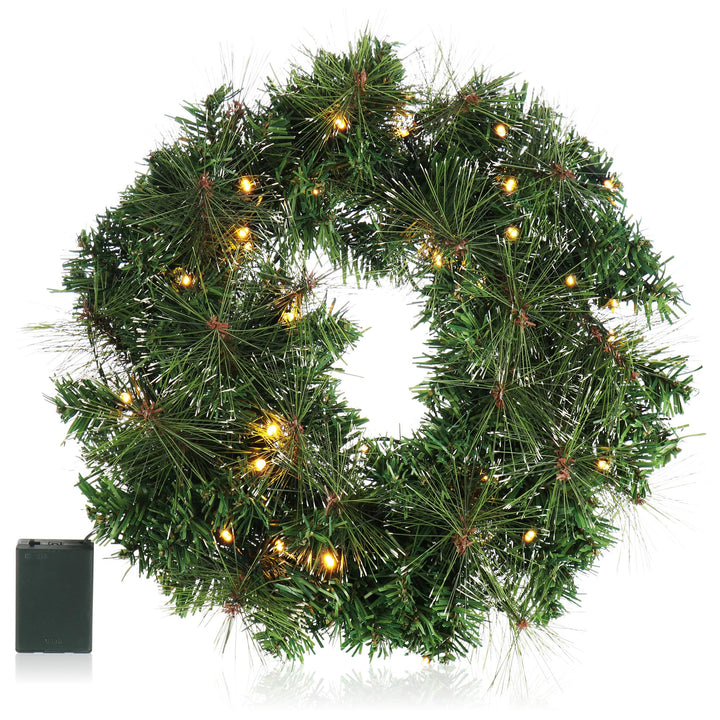 COM-FOUR® LED Türkranz Weihnachten - Adventskranz mit LED-Beleuchtung - tolle Weihnachtsdeko - 40 wa